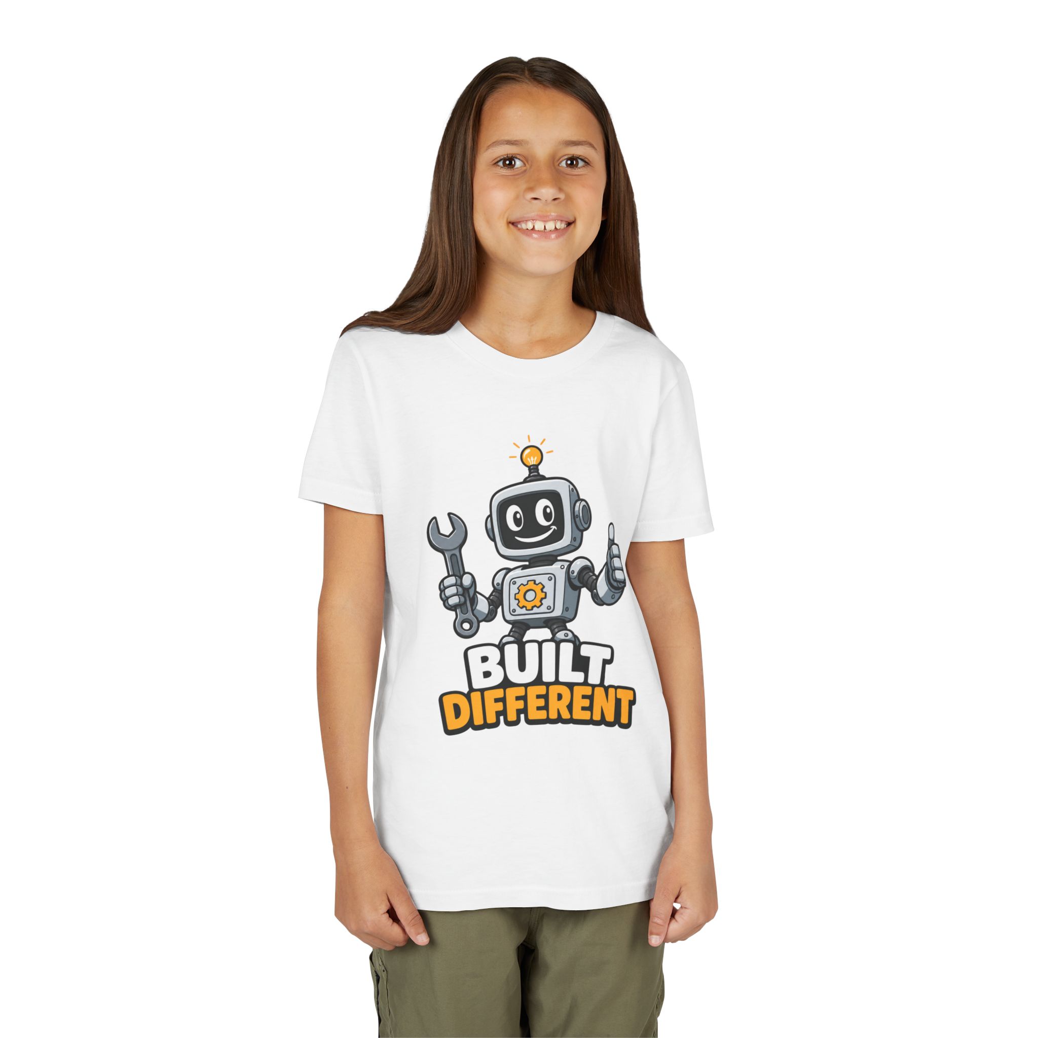 Youth Tee — 'Built Different' Robot Graphic - Image 3