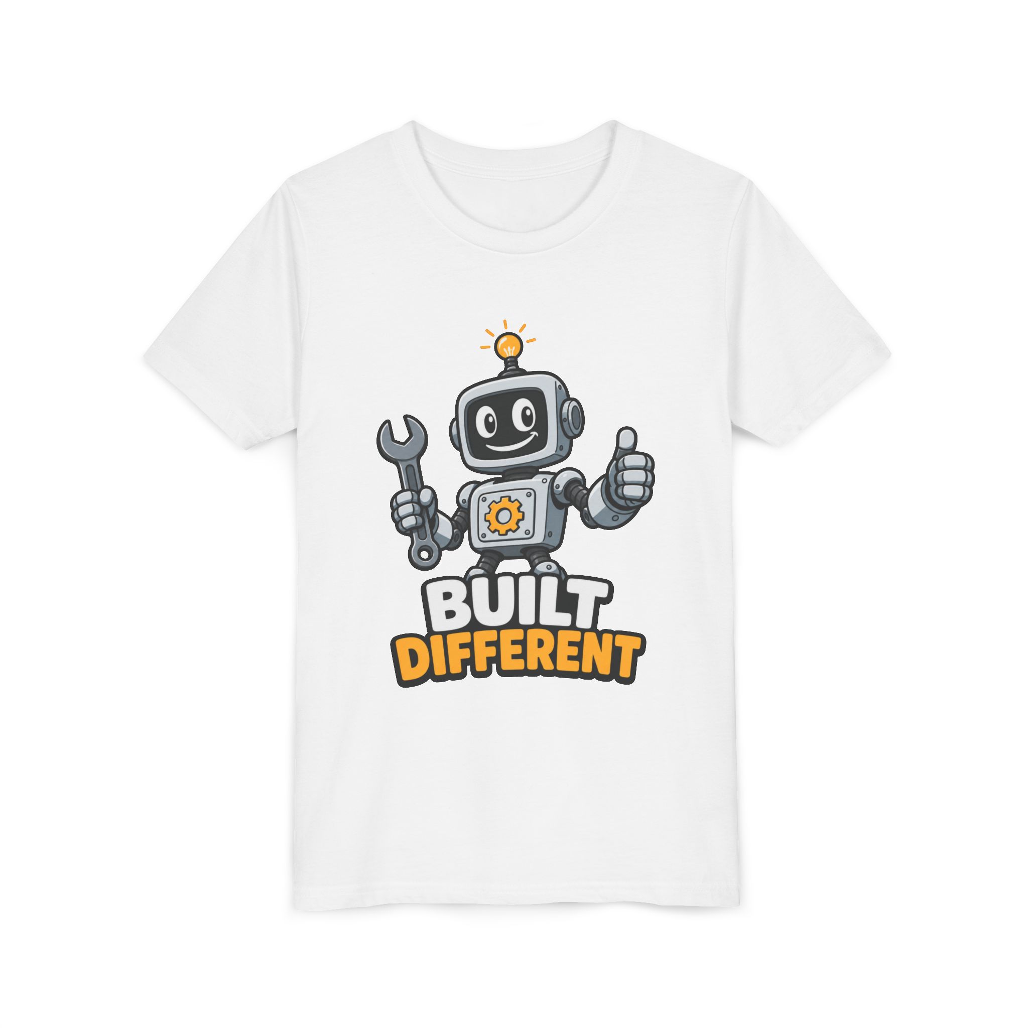 Youth Tee — 'Built Different' Robot Graphic - Image 2