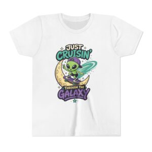 Youth Tee — “Just Cruisin' Through the Galaxy” Alien Skateboarding Space Shirt