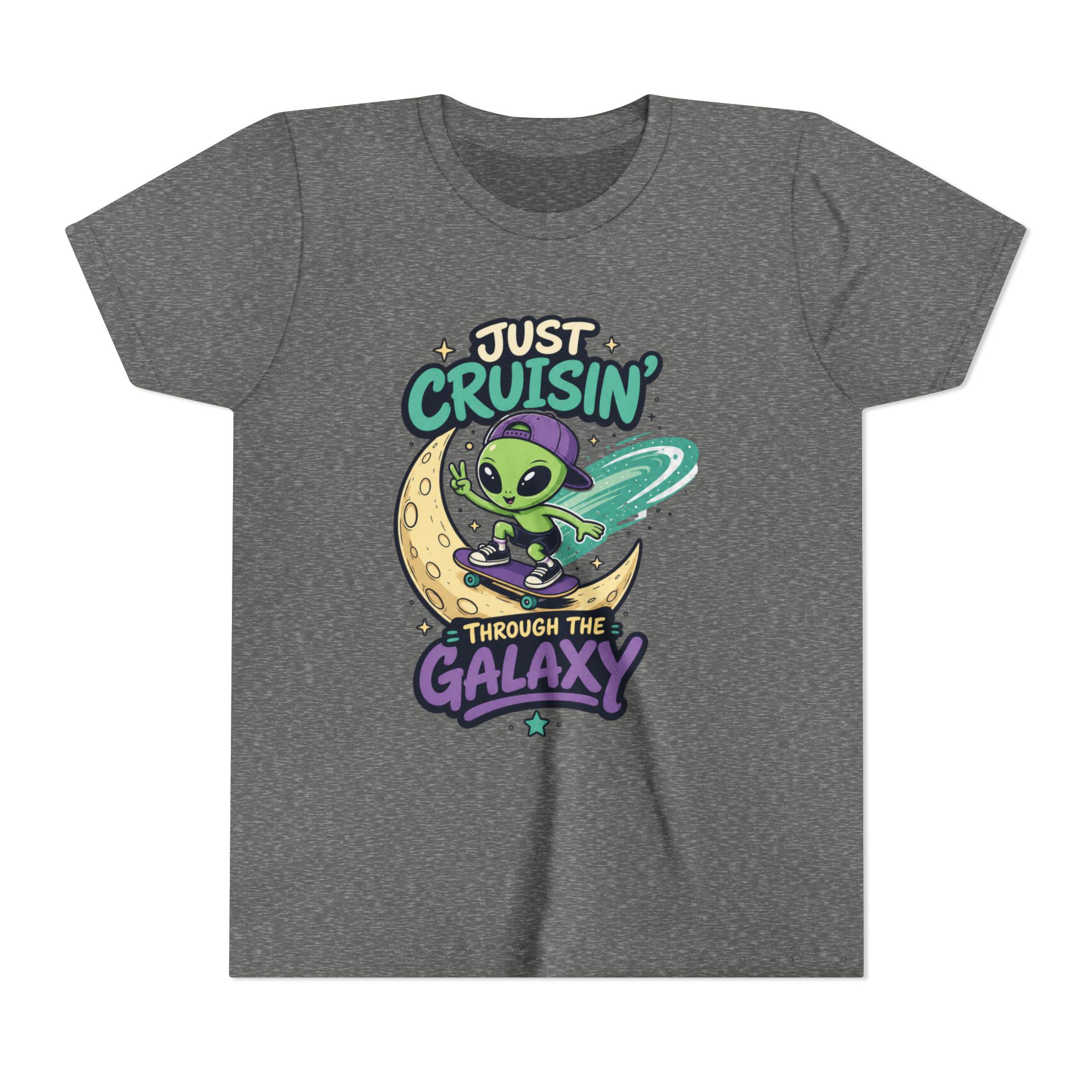 Youth Tee — “Just Cruisin' Through the Galaxy” Alien Skateboarding Space Shirt - Image 5